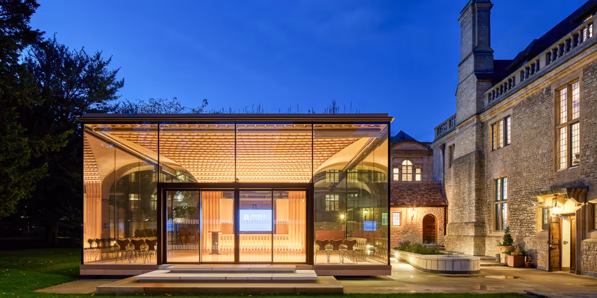 Glass Pavilion at night, Rhodes House